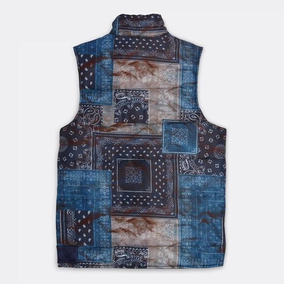 Birdwell Beach Britches Bandana Patchwork Puffer Vest Jacket Blue 2XL XXL - NWT - Picture 3 of 5